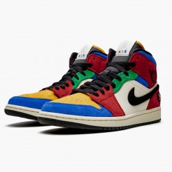 LJR Jordan 1 Mid SE Fearless Blue the Great Muslin/Varsity Red-Royal-Taxi-Black CU2805-100