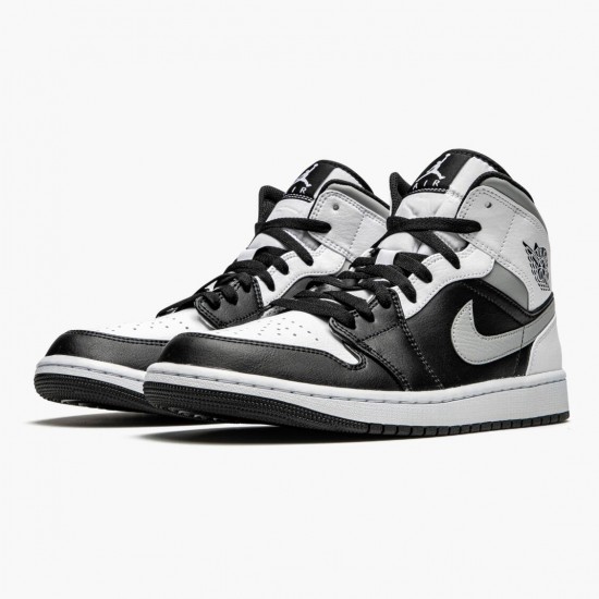 LJR Jordan 1 Mid White Shadow Black/White/Lt Smoke Grey  554724-073