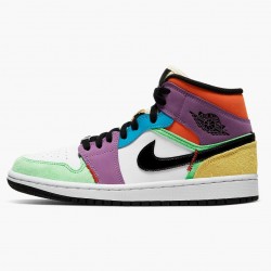 LJR Jordan 1 Mid SE Multicolor White/Black/Lightbulb Team Ora  CW1140-100