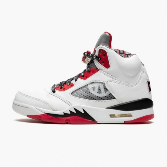 LJR Jordan 5 Retro Quai 54 2021 White/University Red/Black DJ7903-106