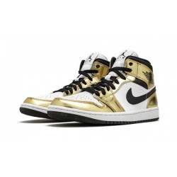 LJR Jordans 1 Mid "Metallic Gold" METALLIC GOLD/BLACK-WHITE Shoes DC1419 700