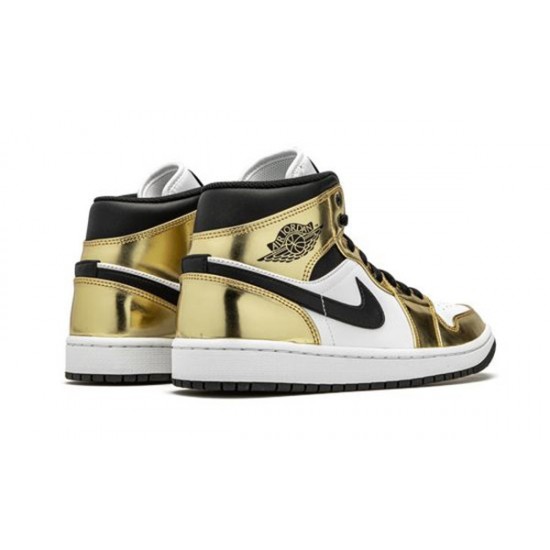 LJR Jordans 1 Mid Metallic Gold METALLIC GOLD/BLACK-WHITE Shoes DC1419 700