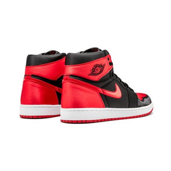 LJR Jordans 1 Retro High OG SE “Satin” BLACK/UNIVERSITY RED-WHITE Shoes 917359 001