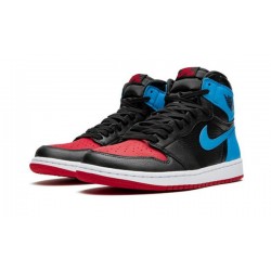 LJR Jordans 1 High "UNC to Chicago" BLACK/DARK POWDER BLUE/GYM RED Shoes CD0461 046