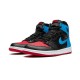 LJR Jordans 1 High UNC to Chicago BLACK/DARK POWDER BLUE/GYM RED Shoes CD0461 046