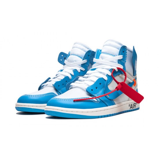 LJR Jordans 1 High UNC WHITE/DARK POWDER BLUE-CONE Shoes AQ0818 148