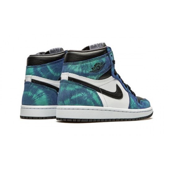 LJR Jordans 1 High WMNS “Tie-Dye” WHITE/BLACK-AURORA GREEN Shoes CD0461 100