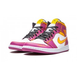 LJR Jordans 1 Mid Dia de los Muertos WHITE/FUCHSIA-ORANGE-BLACK Shoes DC0350 100