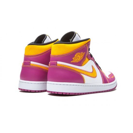 LJR Jordans 1 Mid Dia de los Muertos WHITE/FUCHSIA-ORANGE-BLACK Shoes DC0350 100