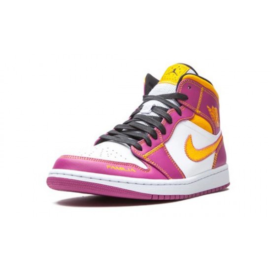 LJR Jordans 1 Mid Dia de los Muertos WHITE/FUCHSIA-ORANGE-BLACK Shoes DC0350 100