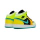 LJR Jordans 1 Mid GS Aurora Green Optic-Yellow Shoes BQ6931 037