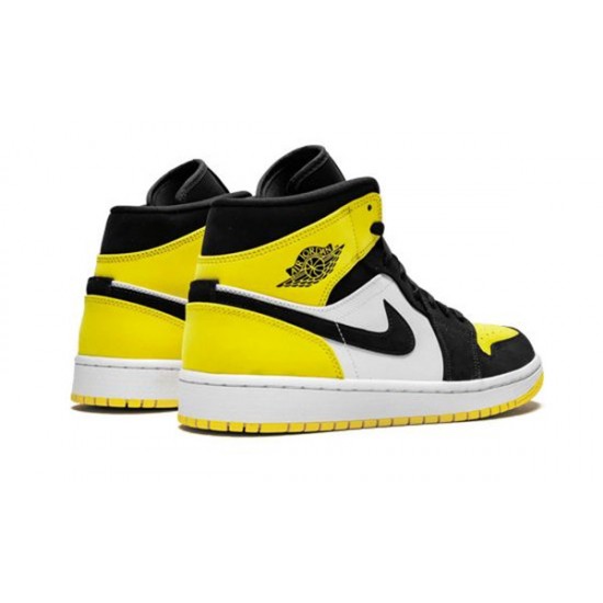 LJR Jordans 1 Mid Yellow Toe BLACK/BLACK-TOUR YELLOW Shoes 852542 071