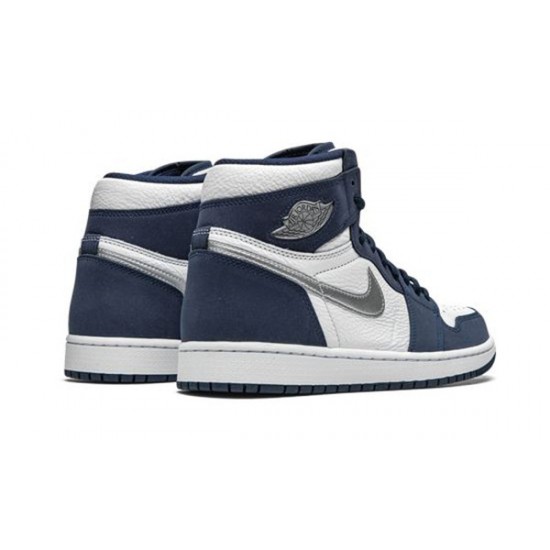 LJR Jordans 1 Retro High Co.JP Midnight Navy WHITE/METALLIC Shoes DC1788 100