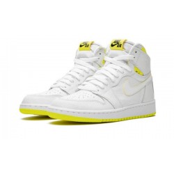 LJR Jordans 1 Retro High "First Class Flight" WHITE/DYNAMIC YELLOW-BLACK Shoes 575441 170