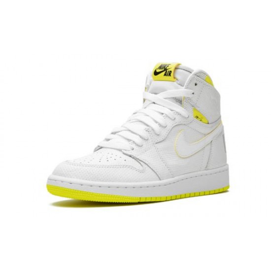 LJR Jordans 1 Retro High First Class Flight WHITE/DYNAMIC YELLOW-BLACK Shoes 575441 170