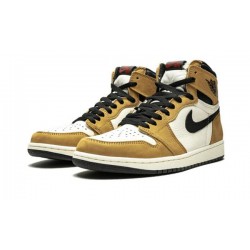 LJR Jordans 1 Retro High "Rookie of the Year" GOLDEN HARVEST/BLACK-SAIL Shoes 555088 700