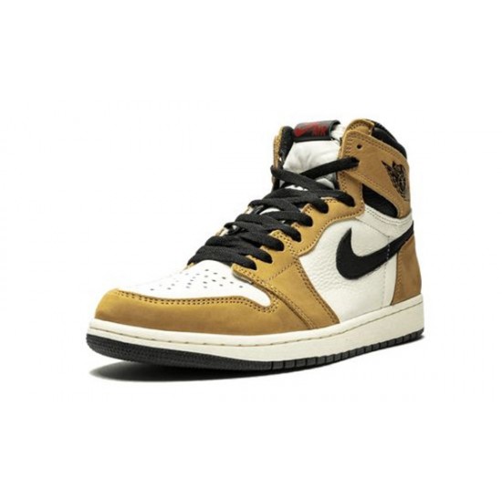 LJR Jordans 1 Retro High Rookie of the Year GOLDEN HARVEST/BLACK-SAIL Shoes 555088 700