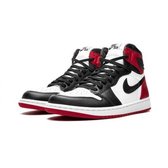 LJR Jordans 1 High OG “Satin Black Toe” BLACK/BLACK-WHITE-VARSITY RED Shoes CD0461 016