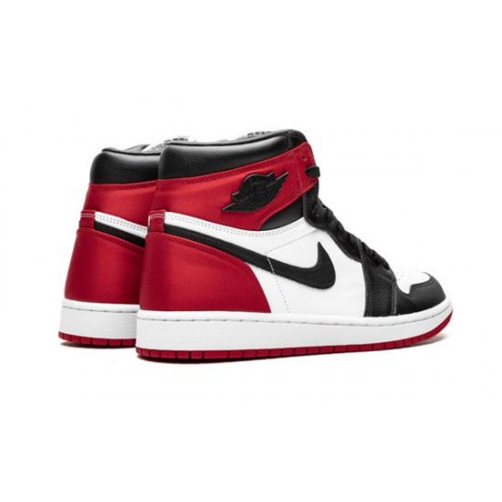 LJR Jordans 1 High OG “Satin Black Toe” BLACK/BLACK-WHITE-VARSITY RED Shoes CD0461 016