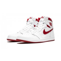 LJR Jordans 1 High Retro "Metallic Red" WHITE/VARSITY RED Shoes 555088 103