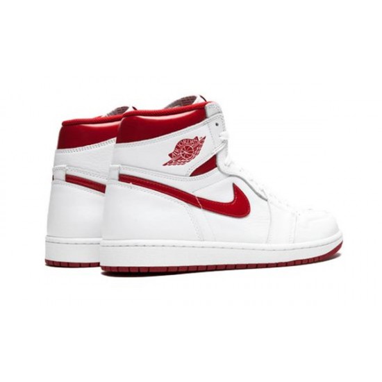 LJR Jordans 1 High Retro Metallic Red WHITE/VARSITY RED Shoes 555088 103