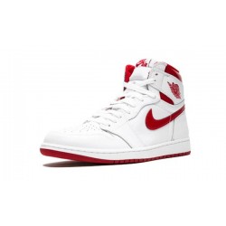 LJR Jordans 1 High Retro "Metallic Red" WHITE/VARSITY RED Shoes 555088 103