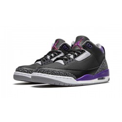 LJR Jordans 3 "Court Purple Black Cement" BLACK/CEMENT GREY-WHITE-COURT Shoes CT8532 050