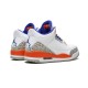 LJR Jordans 3 Retro Knicks WHITE/OLD ROYAL UNIVERSITY ORA Shoes 136064 148