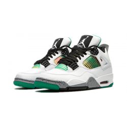 LJR Jordans 4 Retro WMNS “Rasta &Lucid Green” WHITE/BLACK-UNIV Shoes AQ9129 100