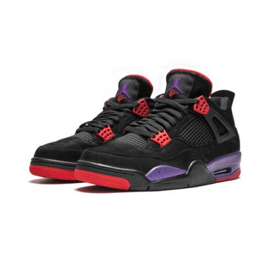 LJR Jordans 4 Retro Raptors BLACK/COURT PURPLE-UNIVERSITY Shoes AQ3816 056