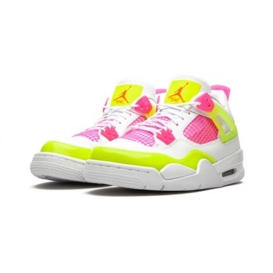 LJR Jordans 4 Retro White Lemon Pink WHITE/LEMON VENOM/PINK BLAST Shoes CV7808 100