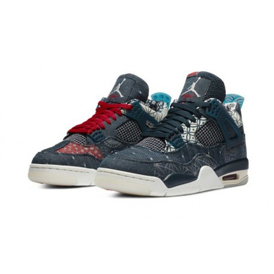 LJR Jordans 4 SE Sashiko DEEP OCEAN/SAIL-CEMENT GREY-FI Shoes CW0898 400