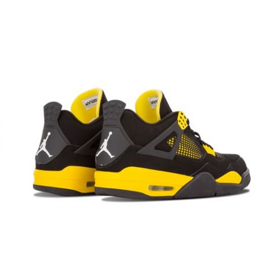 LJR Jordans 4 Thunder BLACK/WHITE-TOUR YELLOW Shoes 308497 008