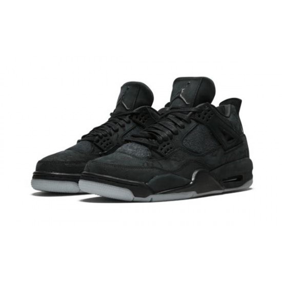LJR Jordans 4 X KAWS Black BLACK/BLACK-CLEAR-GLOW Shoes 930155 001