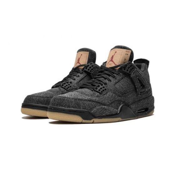 LJR Jordans 4 X Levis Black Black/Black Shoes AO2571 001