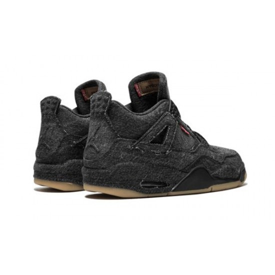 LJR Jordans 4 X Levis Black Black/Black Shoes AO2571 001
