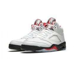 LJR Jordans 5 "Fire Red" TRUE WHITE/FIRE RED-BLACK Shoes DA1911 102