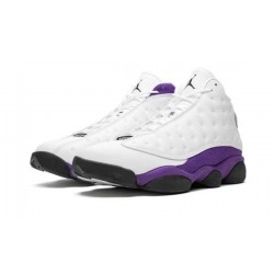 LJR Jordans 13 "Lakers" WHITE/BLACK/COURT-PURPLE/UNIVE Shoes 414571 105