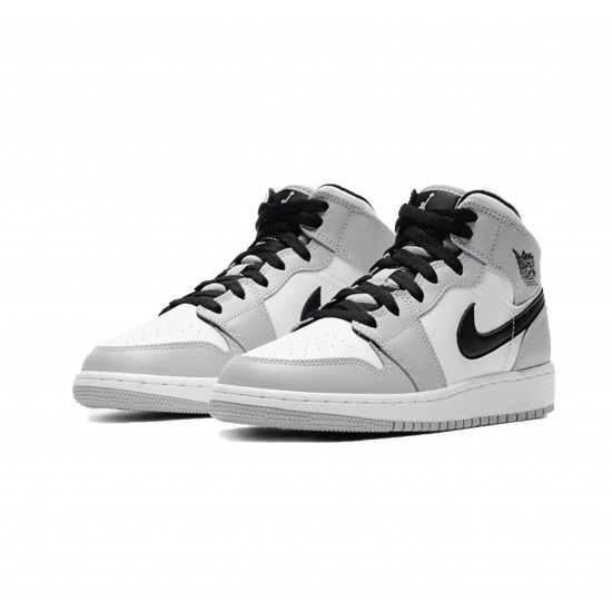 LJR Jordans 1  Mid Light Smoke Grey Shoes 554724 092