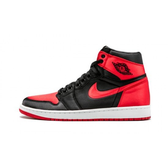 LJR Jordans 1 Retro High OG SE “Satin” BLACK/UNIVERSITY RED-WHITE Shoes 917359 001