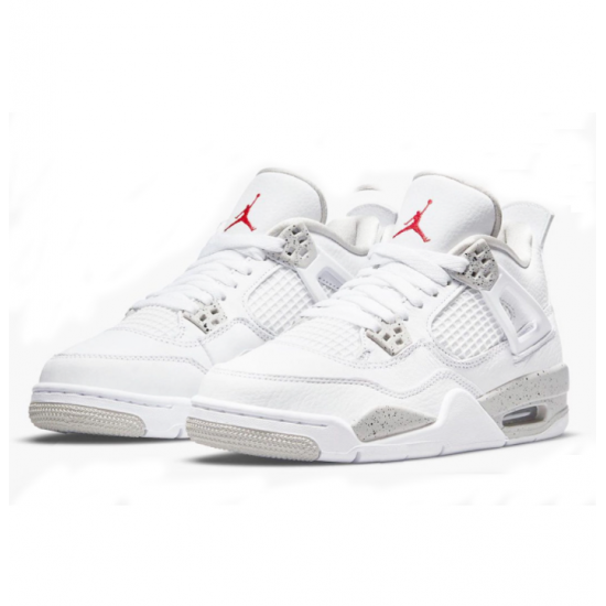 LJR Jordans 4 Retro “White Oreo” WHITE/TECH GREY-BLACK-FIRE RED Shoes CT8527 100