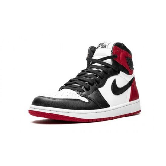 LJR Jordans 1 High Satin Black Toe BLACK/BLACK-WHITE-VARSITY RED Shoes CD0461 016